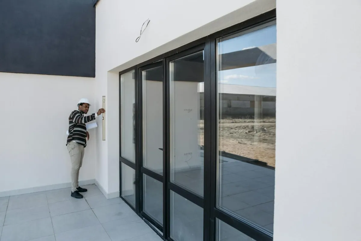 A home inspector examines the interior of a house during a professional home inspection