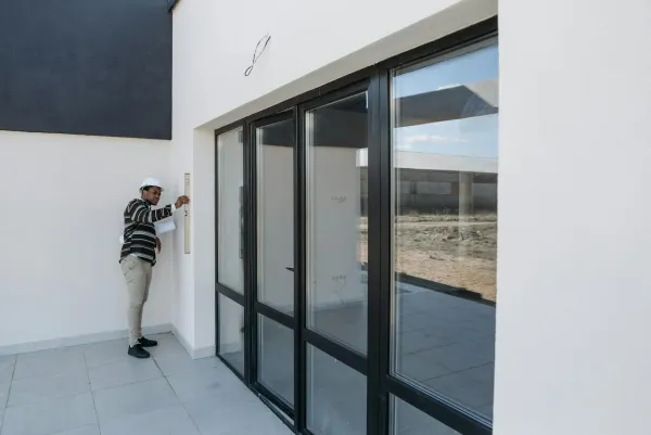A home inspector examines the interior of a house during a professional home inspection