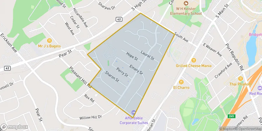 Map of Pleasant Hill Acres neighborhood in Harrisonburg VA